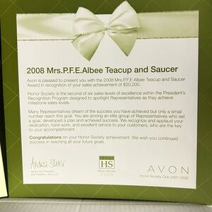 Avon Green Honor Society Teacup and Saucer